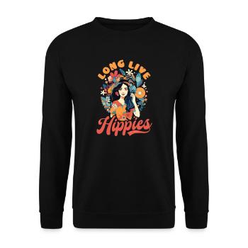 Floral Peace Symbol Long Live Hippies - Unisex Sweatshirt - black - Front - Alina (178cm) & Michal (187cm)