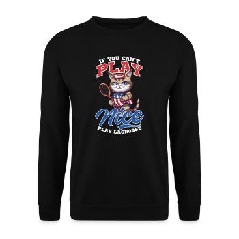 4 juillet Lacrosse Cat Play Lacrosse - Sweat-shirt Unisexe - noir - Devant - Alina (178cm) & Michal (187cm)