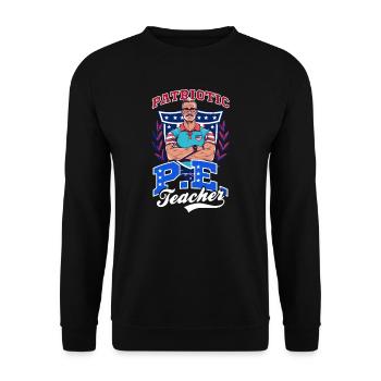 4th Of July PE Teacher Patriotic PE Teacher - Unisex Sweatshirt - black - Front - Alina (178cm) & Michal (187cm)