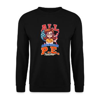 4th Of July PE Teacher All American PE - Unisex Sweatshirt - black - Front - Alina (178cm) & Michal (187cm)