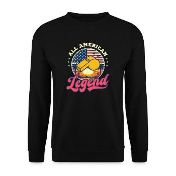 4th Of July PE Teacher All American Legend - Unisex Sweatshirt - black - Front - Alina (178cm) & Michal (187cm)