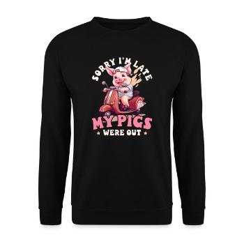 Pig Farmer Sorry Late Pigs Were Out - Unisex Sweatshirt - black - Front - Alina (178cm) & Michal (187cm)