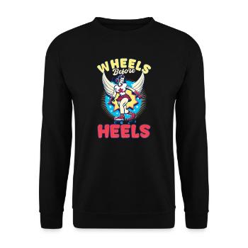 Roues de roller derby avant les talons - Sweat-shirt Unisexe - noir - Devant - Alina (178cm) & Michal (187cm)
