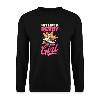 Roller Derby Hit Like A Derby Girl - Sweat-shirt Unisexe - noir - Devant - Alina (178cm) & Michal (187cm)