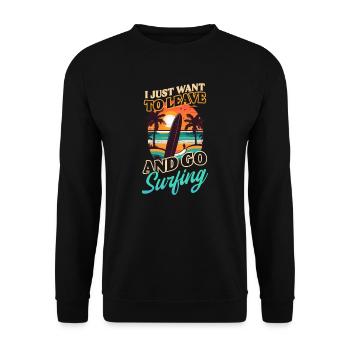Surfer wollen Urlaub gehen Surfen - Unisex Pullover - Schwarz - Vorne - Alina (178cm) & Michal (187cm)