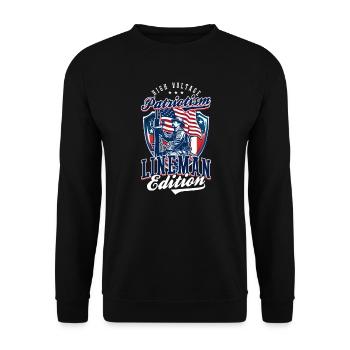 Patriote Patriotic Lineman High Voltage Patriotisme - Sweat-shirt Unisexe - noir - Devant - Alina (178cm) & Michal (187cm)