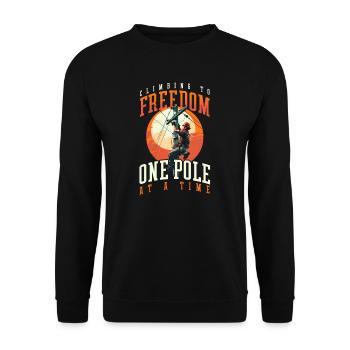 Patriotischer Lineman klettert die Freiheit an einer Stange nach der anderen - Unisex Pullover - Schwarz - Vorne - Alina (178cm) & Michal (187cm)