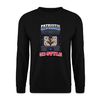 Patriotischer 3D-Druck Patriotische Innovationen - Unisex Pullover - Schwarz - Vorne - Alina (178cm) & Michal (187cm)