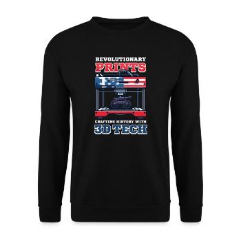 Patriotische 3D-Druck-Handwerksgeschichte mit 3D Tec - Unisex Pullover - Schwarz - Vorne - Alina (178cm) & Michal (187cm)