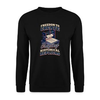 Patriotic 3D Printing Crafting Historical Replicas - Unisex Sweatshirt - black - Front - Alina (178cm) & Michal (187cm)