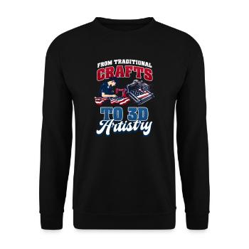 Patriotique Impression 3D Artisanat Traditionnel Artiste 3D - Sweat-shirt Unisexe - noir - Devant - Alina (178cm) & Michal (187cm)