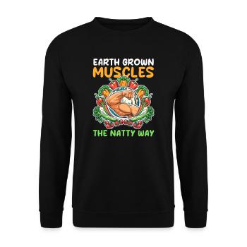 Natty Bodybuilder Earth Grown Muscles: Der Natty - Unisex Pullover - Schwarz - Vorne - Alina (178cm) & Michal (187cm)