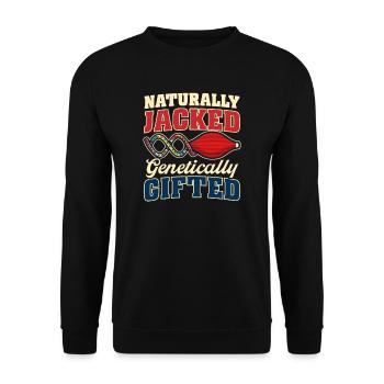 Schicker Bodybuilder Genetisch Begabt - Unisex Pullover - Schwarz - Vorne - Alina (178cm) & Michal (187cm)