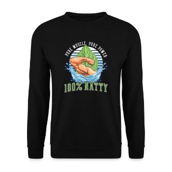 Natty Bodybuilder Pure Muskelkraft: 100% Natty - Unisex Pullover - Schwarz - Vorne - Alina (178cm) & Michal (187cm)