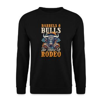 Western Rodeo Barrels & Bulls: The Heart of Rodeo - Unisex Sweatshirt - black - Front - Alina (178cm) & Michal (187cm)