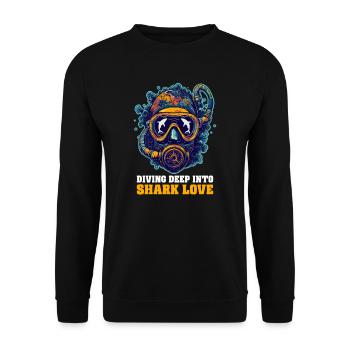 Biologist Shark Lover Diving Deep into Shark Love - Unisex Sweatshirt - black - Front - Alina (178cm) & Michal (187cm)