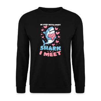 Biologist Shark Lover Love Every Shark I Meet - Unisex Sweatshirt - black - Front - Alina (178cm) & Michal (187cm)