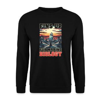 Biologist Shark Lover Fins Up for Marine Biology - Unisex Sweatshirt - black - Front - Alina (178cm) & Michal (187cm)