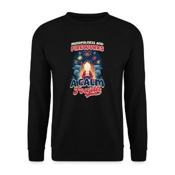 Pleine conscience bouddhiste patriotique et feux d’artifice - Sweat-shirt Unisexe - noir - Devant - Alina (178cm) & Michal (187cm)