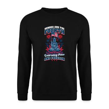 Un bouddhiste patriotique célèbre la paix et la liberté - Sweat-shirt Unisexe - noir - Devant - Alina (178cm) & Michal (187cm)