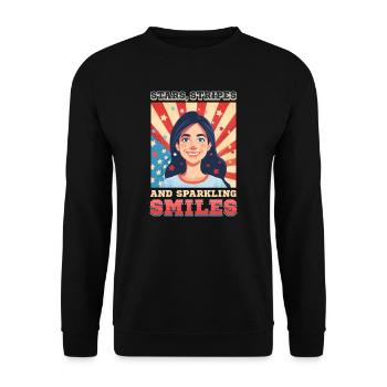 Patriotic Dentist Stars Stripes Sparkling Smiles - Unisex Sweatshirt - black - Front - Alina (178cm) & Michal (187cm)