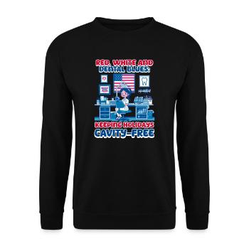 Patriotic Dentist Dental Blues Holidays Cavity-Fre - Unisex Sweatshirt - black - Front - Alina (178cm) & Michal (187cm)
