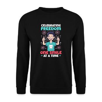 Patriotic Dentist Celebrating Freedom Smile A Time - Unisex Sweatshirt - black - Front - Alina (178cm) & Michal (187cm)