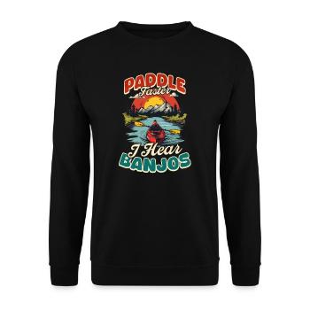 Kayak Paddle Plus vite, j’entends des banjos - Sweat-shirt Unisexe - noir - Devant - Alina (178cm) & Michal (187cm)