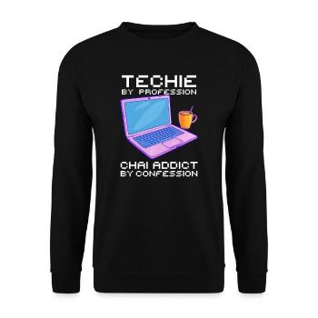 American Indian Techie Profession Chai Confession - Unisex Sweatshirt - black - Front - Alina (178cm) & Michal (187cm)