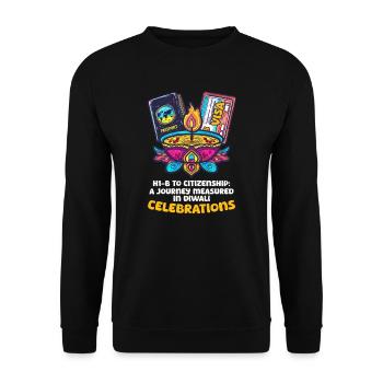 Amerikanischer Indianer H1-B zur Staatsbürgerschaft - Unisex Pullover - Schwarz - Vorne - Alina (178cm) & Michal (187cm)