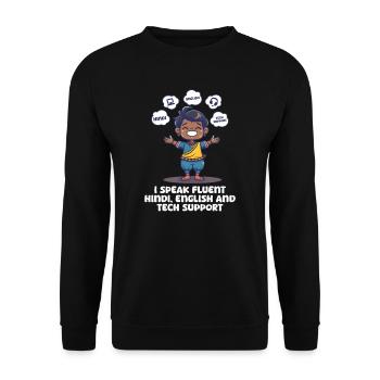 Indianer sprechen Hindi, Englisch Technischer Support - Unisex Pullover - Schwarz - Vorne - Alina (178cm) & Michal (187cm)