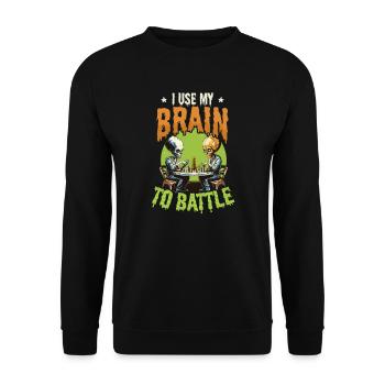 Schach Benutzen Sie Gehirn zum Ballen - Unisex Pullover - Schwarz - Vorne - Alina (178cm) & Michal (187cm)