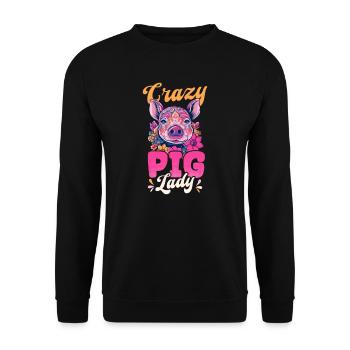 Pig Farmer Crazy Pig Lady - Unisex Sweatshirt - black - Front - Alina (178cm) & Michal (187cm)
