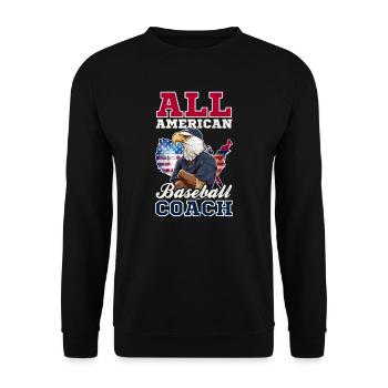 4. Juli Baseballtrainer All American Coach - Unisex Pullover - Schwarz - Vorne - Alina (178cm) & Michal (187cm)