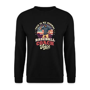 4. Juli Baseballtrainer Normale Trainerstimme - Unisex Pullover - Schwarz - Vorne - Alina (178cm) & Michal (187cm)