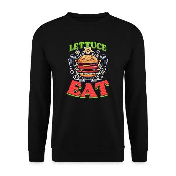 Hamburger, Laitue, Manger - Sweat-shirt Unisexe - noir - Devant - Alina (178cm) & Michal (187cm)