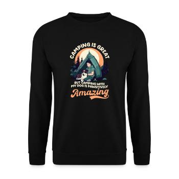 Lustiges Camping mit Hund ist pfotenhaft genial - Unisex Pullover - Schwarz - Vorne - Alina (178cm) & Michal (187cm)
