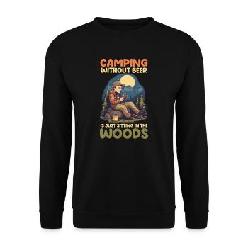 Funny Camping Camping Without Beer Sitting In Wood - Unisex Sweatshirt - black - Front - Alina (178cm) & Michal (187cm)