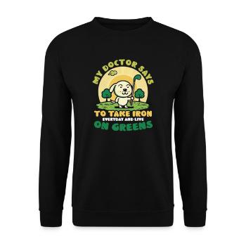 Golfen Nehmen Sie Eisen auf Greens - Unisex Pullover - Schwarz - Vorne - Alina (178cm) & Michal (187cm)