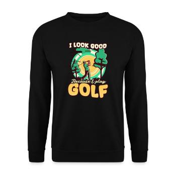 Golfen sieht gut aus, weil spielen - Unisex Pullover - Schwarz - Vorne - Alina (178cm) & Michal (187cm)