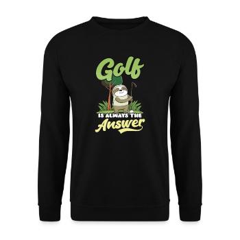 Golfen Golf Antwort - Unisex Pullover - Schwarz - Vorne - Alina (178cm) & Michal (187cm)