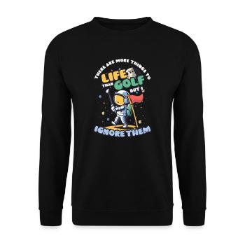 Golfen Mehr Dinge als Golf ignorieren - Unisex Pullover - Schwarz - Vorne - Alina (178cm) & Michal (187cm)