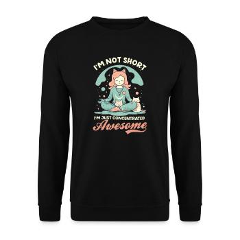Lustiger Yoga-Liebhaber Nicht kurz Konzentriert Genial - Unisex Pullover - Schwarz - Vorne - Alina (178cm) & Michal (187cm)
