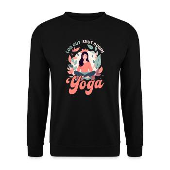 Drôle d’amateur de yoga Se déconnecter Arrêter le yoga - Sweat-shirt Unisexe - noir - Devant - Alina (178cm) & Michal (187cm)