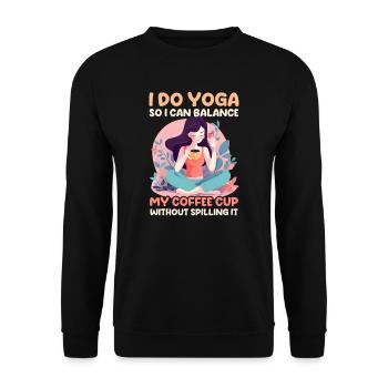 Lustiger Yoga-Liebhaber-Balance-Kaffee ohne zu verschütten - Unisex Pullover - Schwarz - Vorne - Alina (178cm) & Michal (187cm)