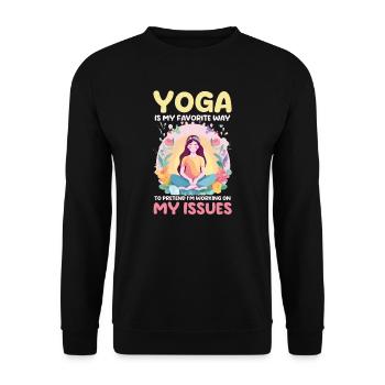 Funny Yoga Lover Pretend Working On My Issues - Unisex Sweatshirt - black - Front - Alina (178cm) & Michal (187cm)