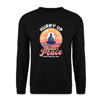 Funny Yoga Lover Hurry Up Inner Peace Haven't All - Unisex Sweatshirt - black - Front - Alina (178cm) & Michal (187cm)