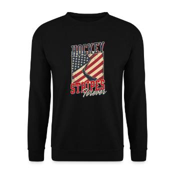 4th Of July Hockey Hockey Stripes Forever - Unisex Sweatshirt - black - Front - Alina (178cm) & Michal (187cm)