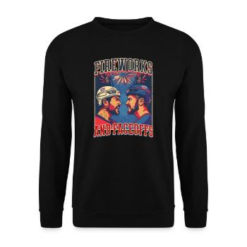 Feux d’artifice et mises en jeu de hockey du 4 juillet - Sweat-shirt Unisexe - noir - Devant - Alina (178cm) & Michal (187cm)