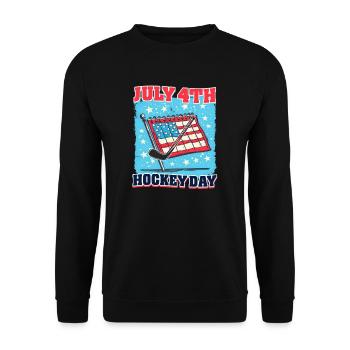 4. Juli Hockey 4. Juli: Hockey Day - Unisex Pullover - Schwarz - Vorne - Alina (178cm) & Michal (187cm)